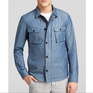 NWT Vince Blue Coated Chambray Shirt Jacket